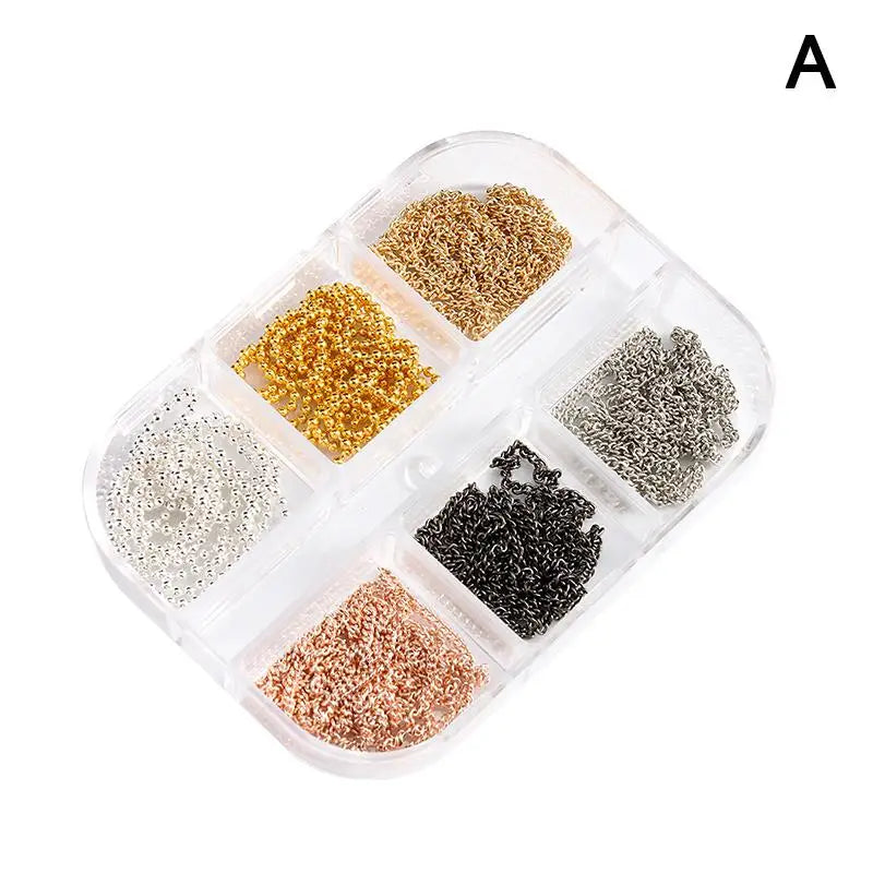 1 Box Metal Chain Nail Art Charms Multi-shape Golden Silvery Rose Qme A