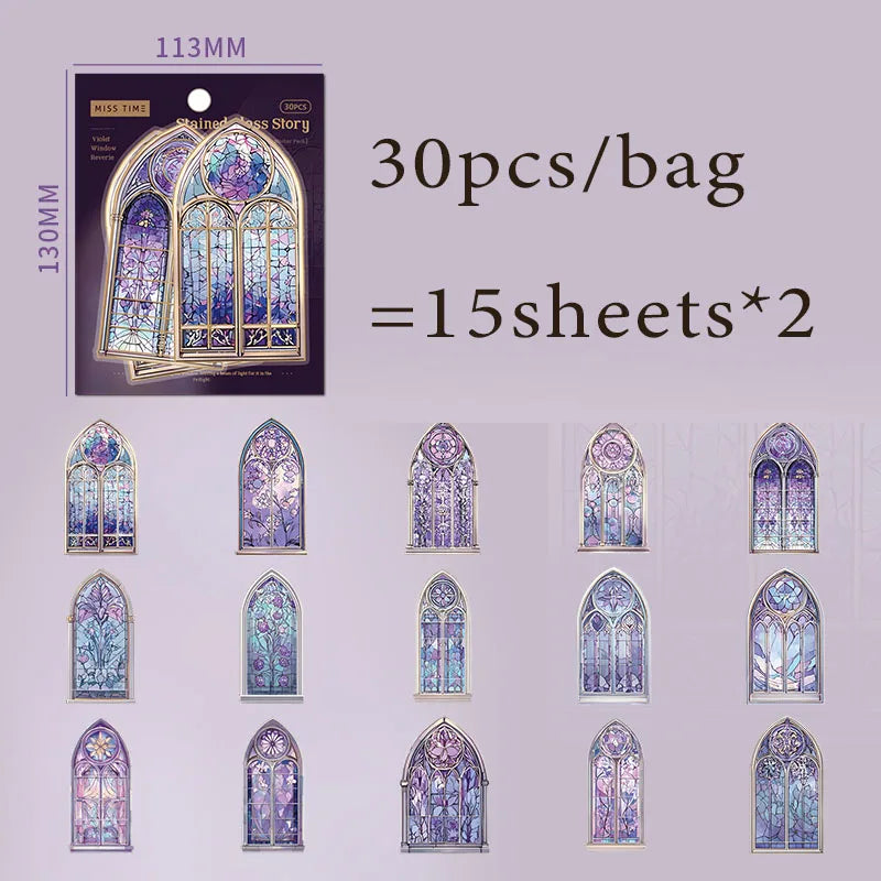 Vintage Gothic Church Stained Glass Window Stickers, Retro Collage Decorative Supplies, Ideal Holiday & Birthday Gifts Qme B