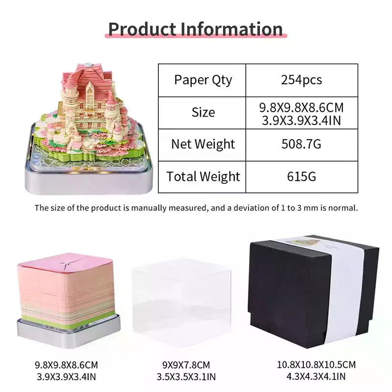 Time Calendar 2027 Desk LED Light 3D Tear-away Paper Carving Art Memo Qme