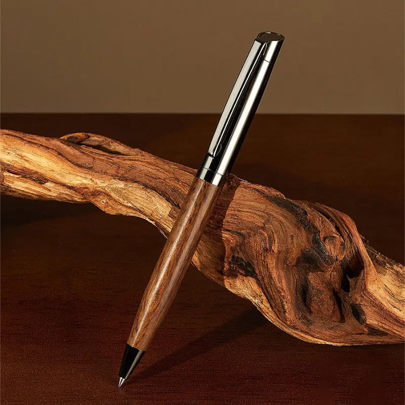High Quality Metal Wood Ballpoint Pen Premium Smooth Writing High-End Design Black Ink Business Office Pen Qme