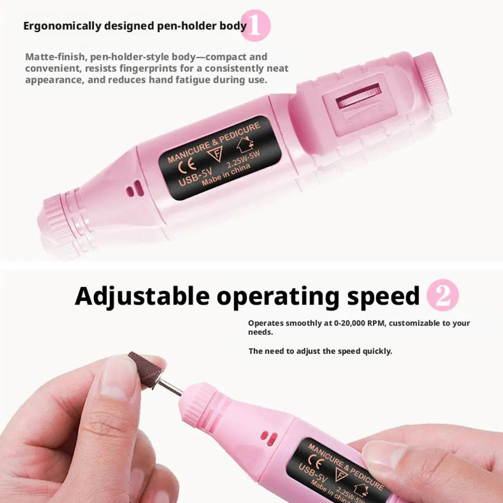 Nail Drill Electric File Acrylic Nails Remove Gel Rechargeable Qme