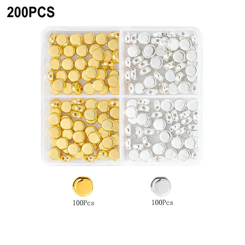 4Colors CCB Spacer Beads Kit in 6 Styles Assorted Round Star Gold Spacer Beads for Bracelet Necklace Making Jewelry DIY Craft Qme 7-200pcs