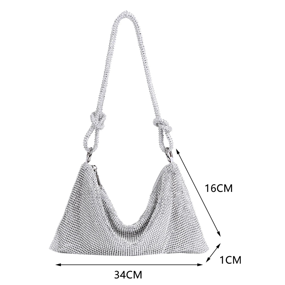 Women Shiny Crossbody Bag Elegant Sparkle Shoulder Bags Clutch Bag Fashion Chain Tote Handbag Ladies Chic Evening Wedding Clutch Qme