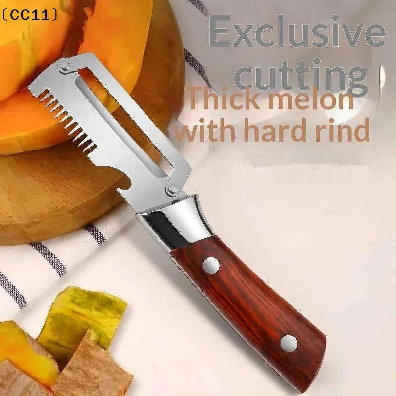3-in-1 Serrated Peeling Knife Premium Vegetable Peeler Handle Bottle Qme