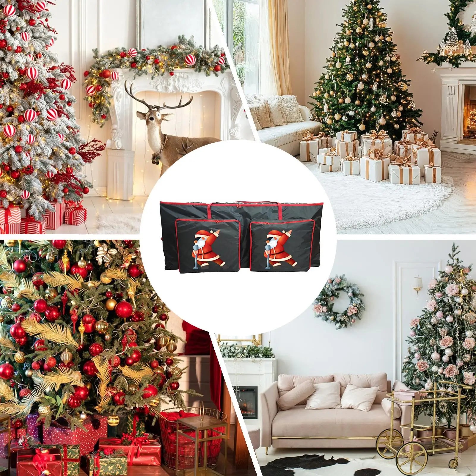 Christmas Tree Storage Waterproof Christmas Artificial Wreath Organizer Pouch Dustproof Bag For Holiday Ornaments Lighting Qme