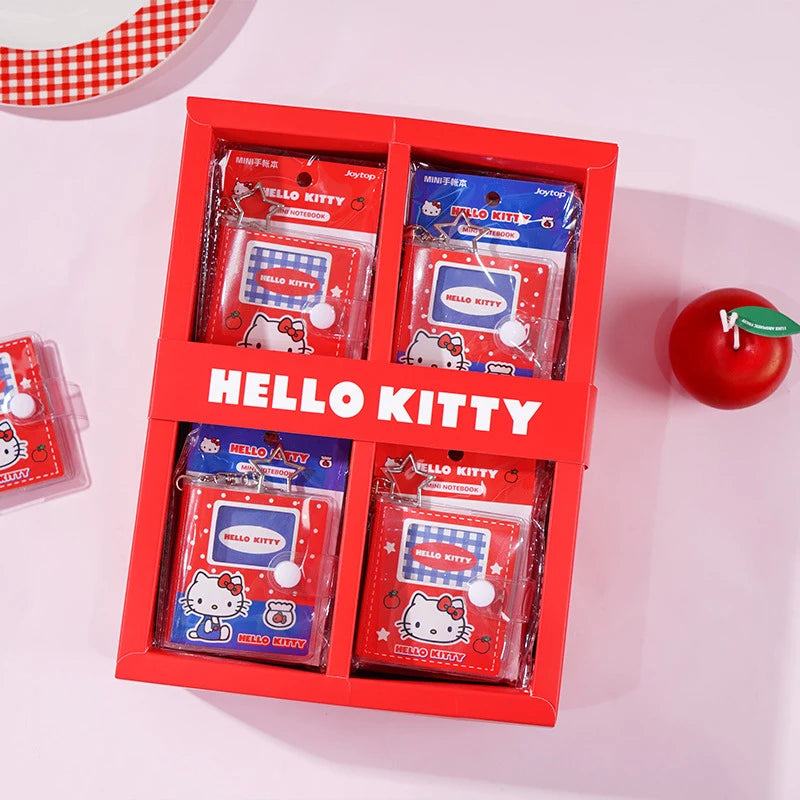 Hello Kitty Pink & Blue Series Notebook MINI Plastic-Covered Planner Student-Friendly Keychain Snap-Closure Notepad Qme