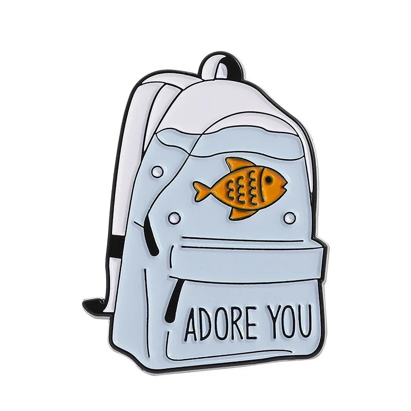 Cute School Bag Enamel Pins With Cartoon Sweet English Letter As Adore You Creative Metal Badge Jewelry Gift For Children Friend Qme style 3