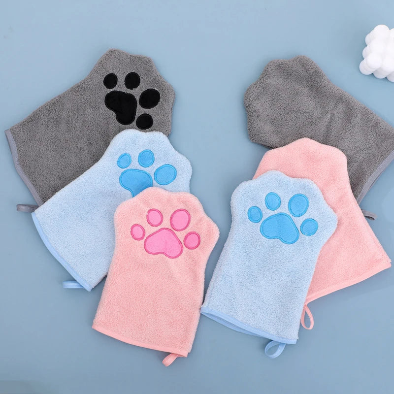Reusable Pet Grooming Towel Soft Absorbent Quick-dry Bath Mitt Paw Qme