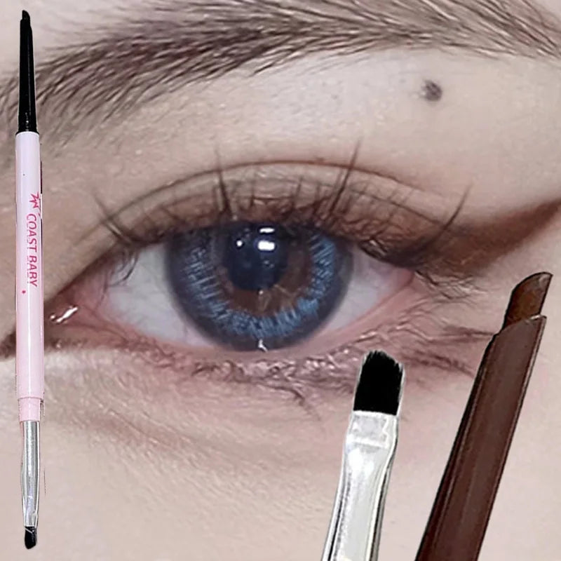 Black Brown Contour Gel Eyeliner Pencil With Brush Waterproof Soft Non Smudging Easy Wear Eyeshadow Stick Lying silkworm Makeup Qme