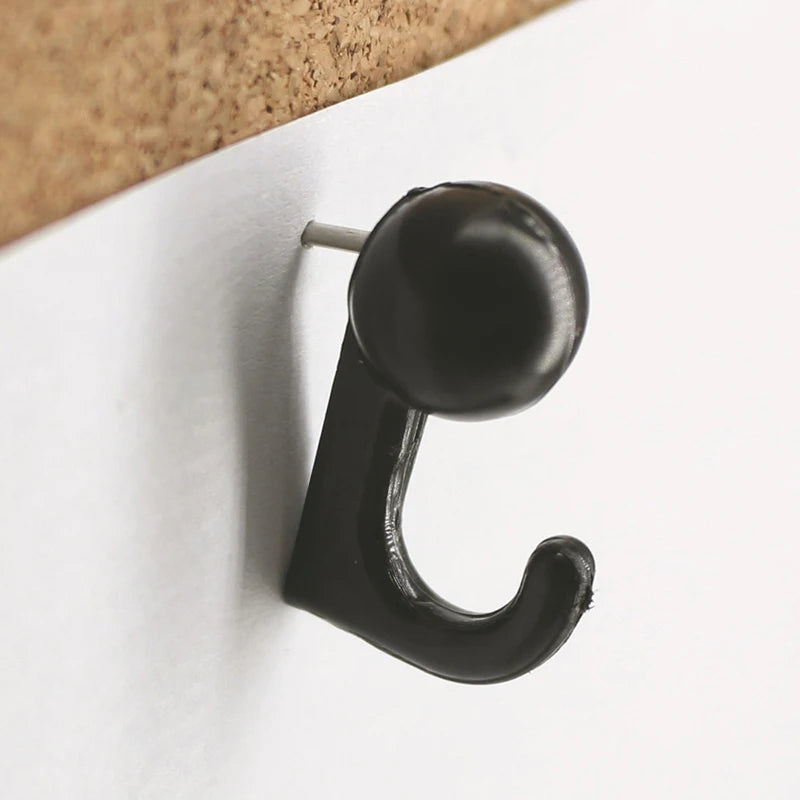 Thumb Tacks Hook Back Push Pins Cork Board Black Transparent Plastic Qme