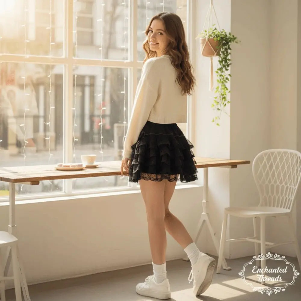 Sweet Lace-up Lace Flower Shorts Lolita Drawstring Skirt Support Qme