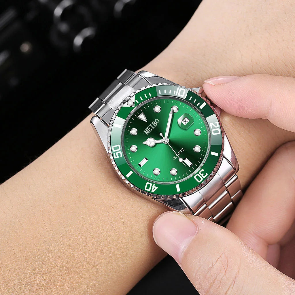 Foreign Trade Green Water Ghost Watch Men's Watch Men's Watch Fashion Steel Belt Quartz Watch Qme