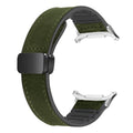 Leather Silicone Strap For Samsung Galaxy Watch 7 Ultra 47mm Magnetic Band Bracelet for Galaxy Watch 7 Ultra 47mm Correa Qme HGreen-S For watch 7ultra47MM