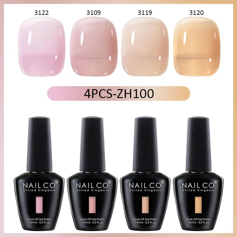 NAILCO Jelly Glass Gel Nail Polish 4Colors Series Translucent Candy Qme 4H-ZH100