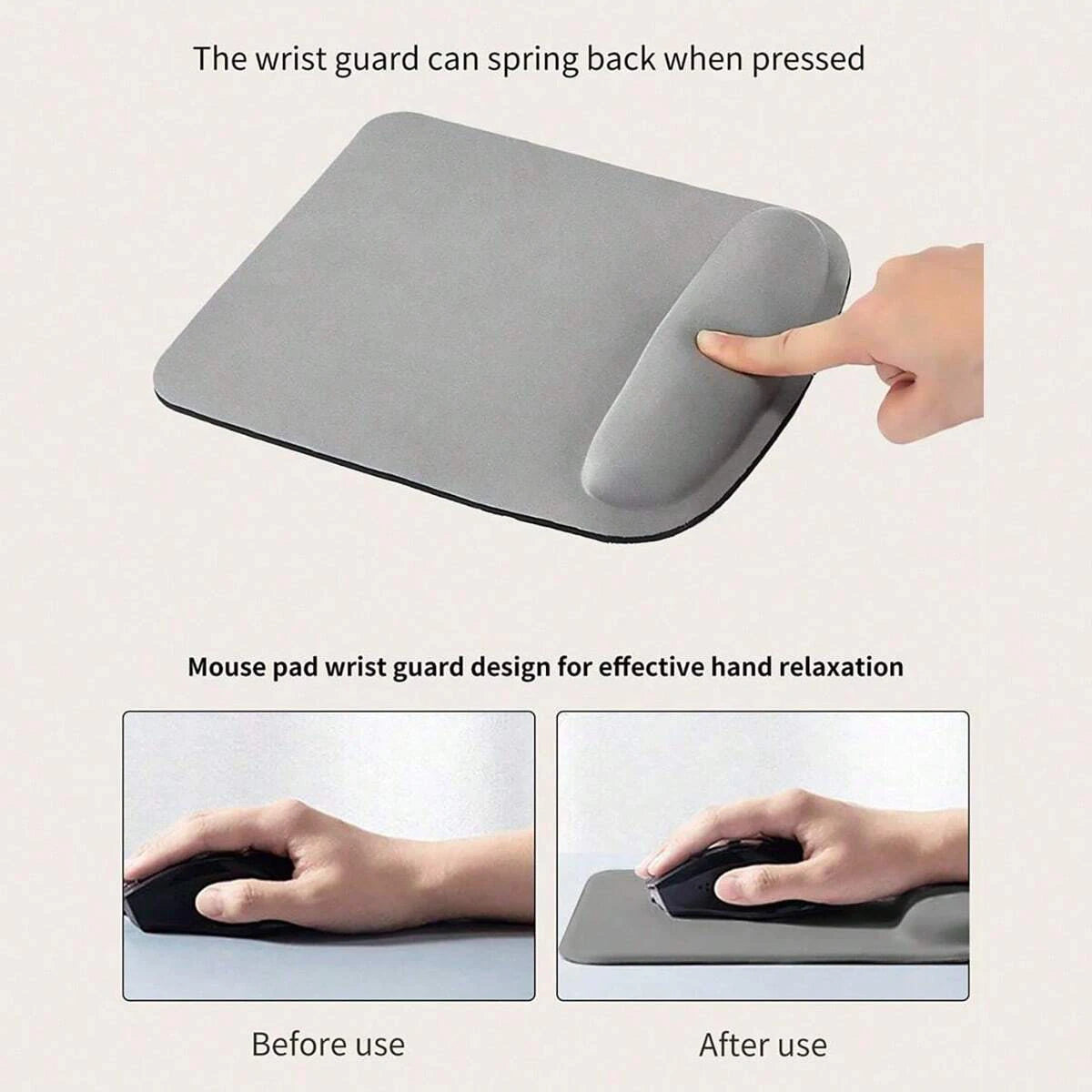 Square EVA Anti Slip Strap Wrist Rest Mouse Pad Soft Comfortable Qme