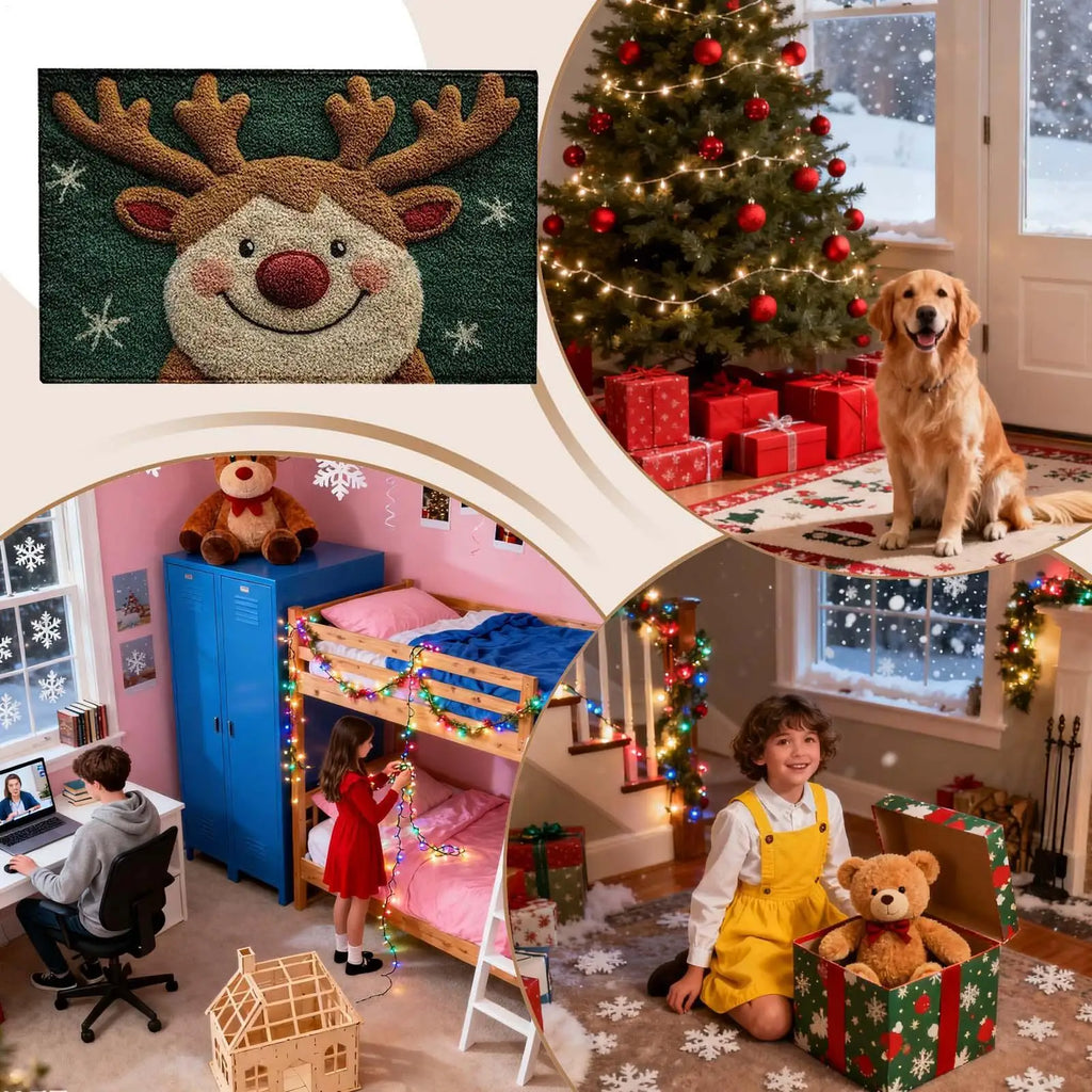 Christmas Door Mat Outdoor Non-slip Reindeer Doormat 23 6x15 Washable Qme