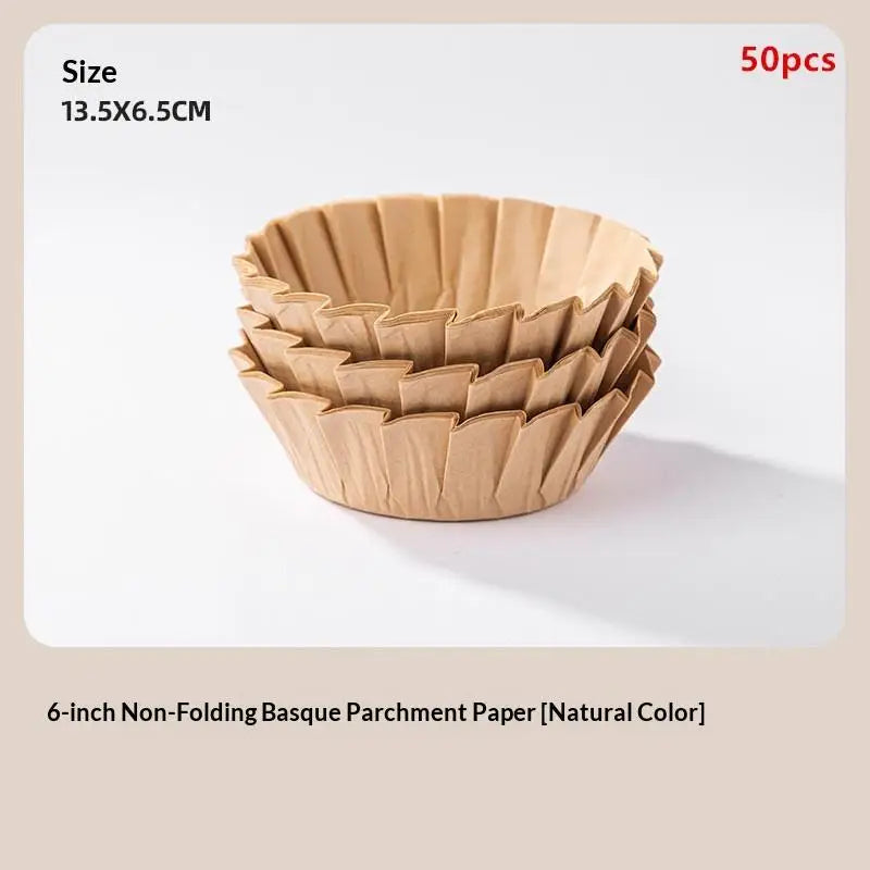 Basque Cheesecake Oil Paper Tray Foldable Cake Mold Disposable Qme 6in Brown