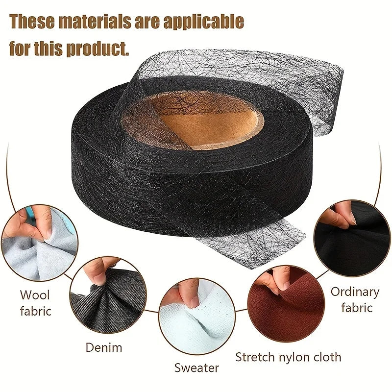 70 Yards Iron-On Fusible Hem Tape Non-woven Adhesive Hem Tape for Hemming Clothes, Pants, Curtains, DIY, 0.59 Inch Width Qme