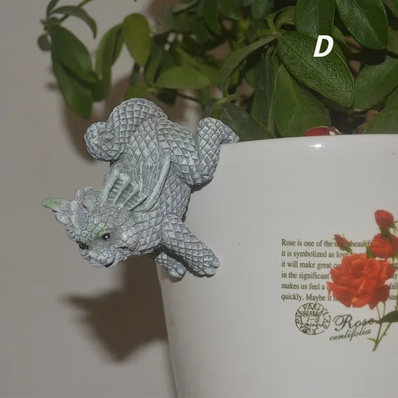 Cute Dragon Outdoor Statue Flower Pot Decoration Hanging Garden Qme D