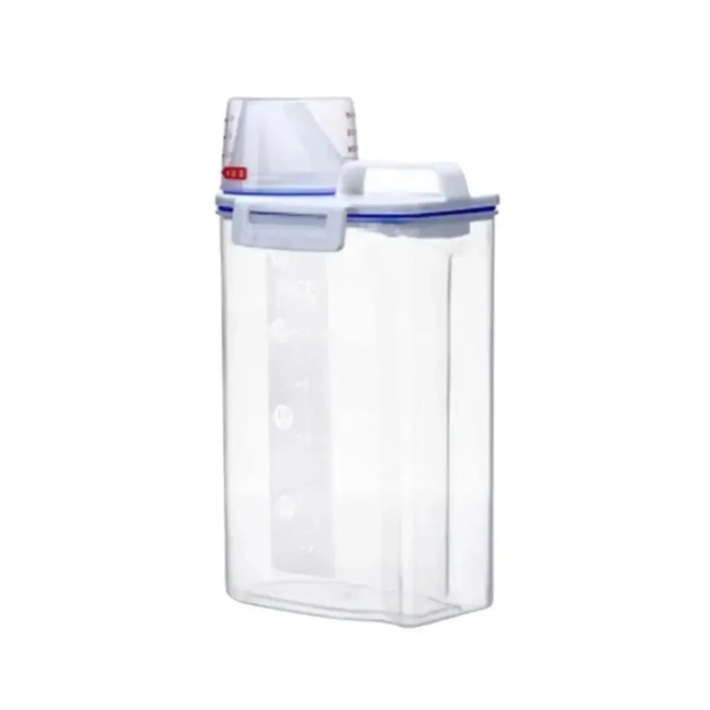 1pc Rice And Grains Food Storage Canister With Measuring Cup, Kitchen Moisture-proof And Insect-proof Dust-proof Qme 2L