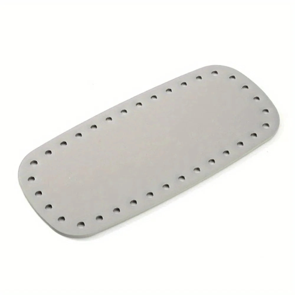 DIY PU Leather Bag Bottoms - Oval/Rectangle Crochet Bag Base with Holes, Used for DIY Crochet Bag Shoulder Bag Wallet Making Qme Grey 2pcs