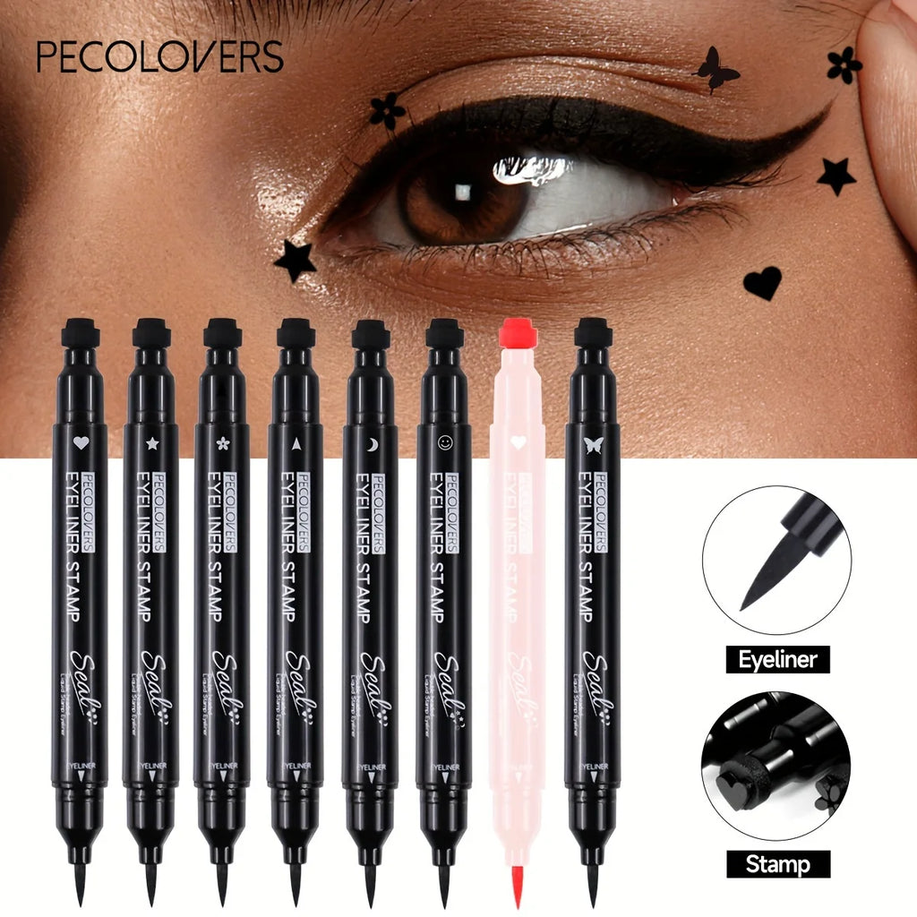 2-in-1 Butterfly & Star Moon Stamp Eyeliner Pen - Long-Lasting, Waterproof Black Liquid Eye Liner Pencil for Flawless Makeup Qme