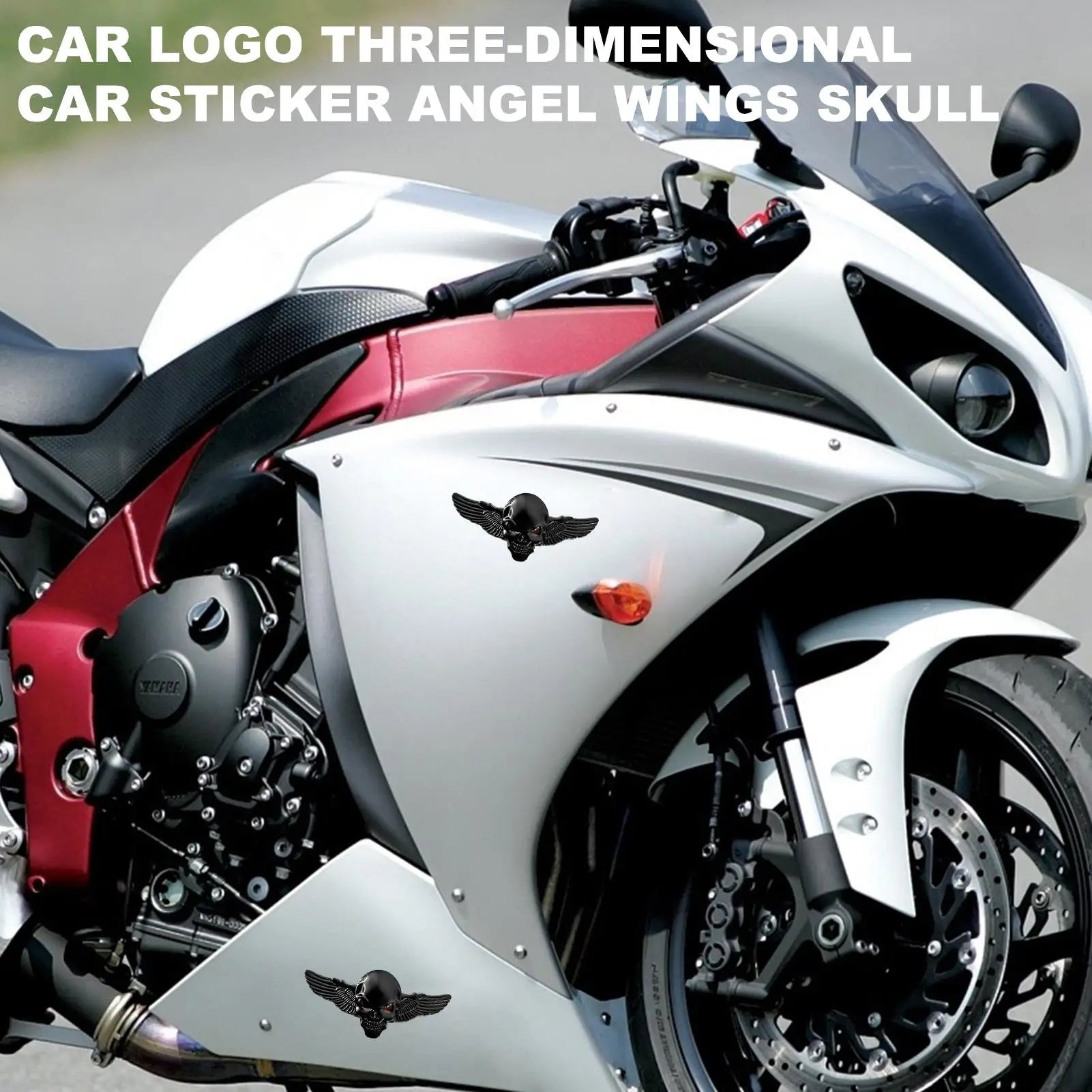 Angel Wings Car Decal Skeleton Car Bumper Decals Metal Auto Emblem Fashionable Car Badges Stickers for Trucks and Motorcycles Qme