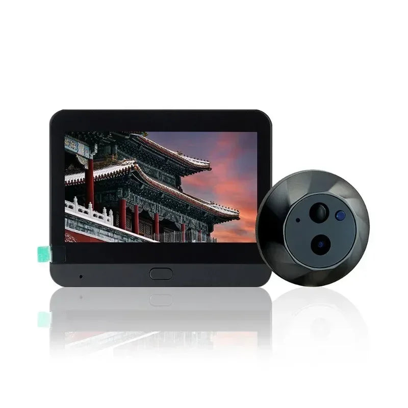 WiFi Door Peephole Viewer 4.3 IPS Screen Wireless Digital Door Bell Night Vision PIR Motion Detection for Home Security Qme Doorbell