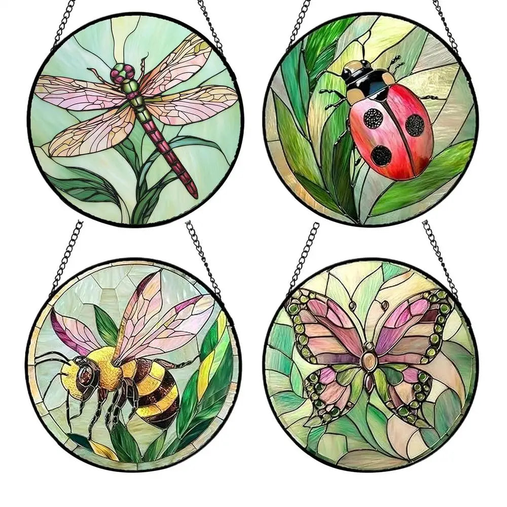 Stain Glass Decor 4 Pieces Acrylic Animal Sign 6.3in Animal Ornaments For Tree For Mom Lady Grandma Man Birthday Door Garden Qme China Mainland set 1