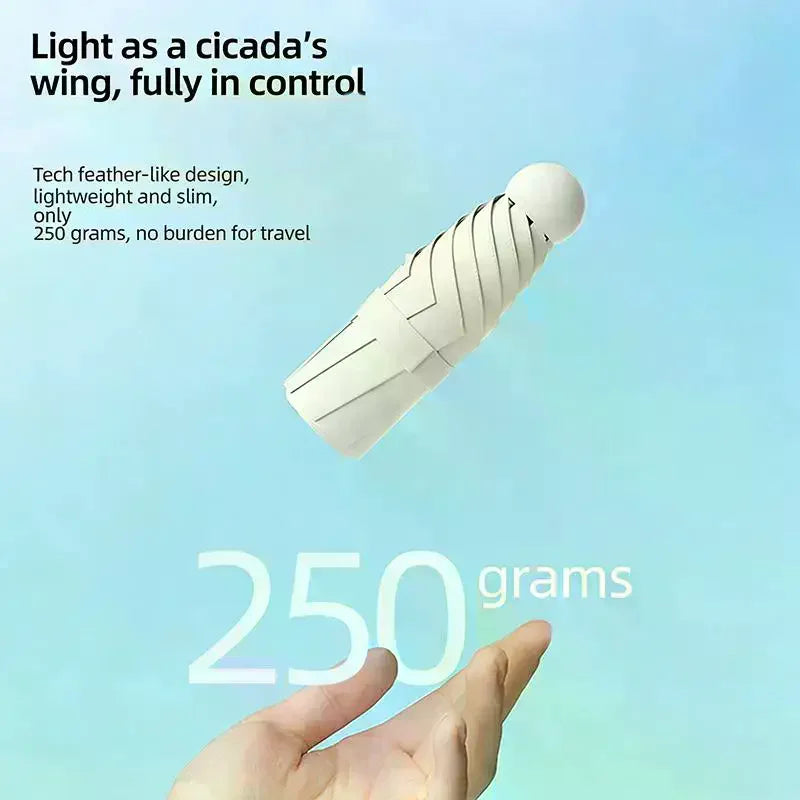 UPF 50+ Blackout Pocket Umbrella Double-layer Sun Protection Compact Qme