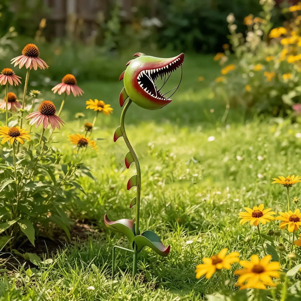Metal Carnivorous Plant Garden Stake Whimsical Nepenthes Decorative Funny Garden Sculpture For Lawn Backyard Patio Landscape Qme