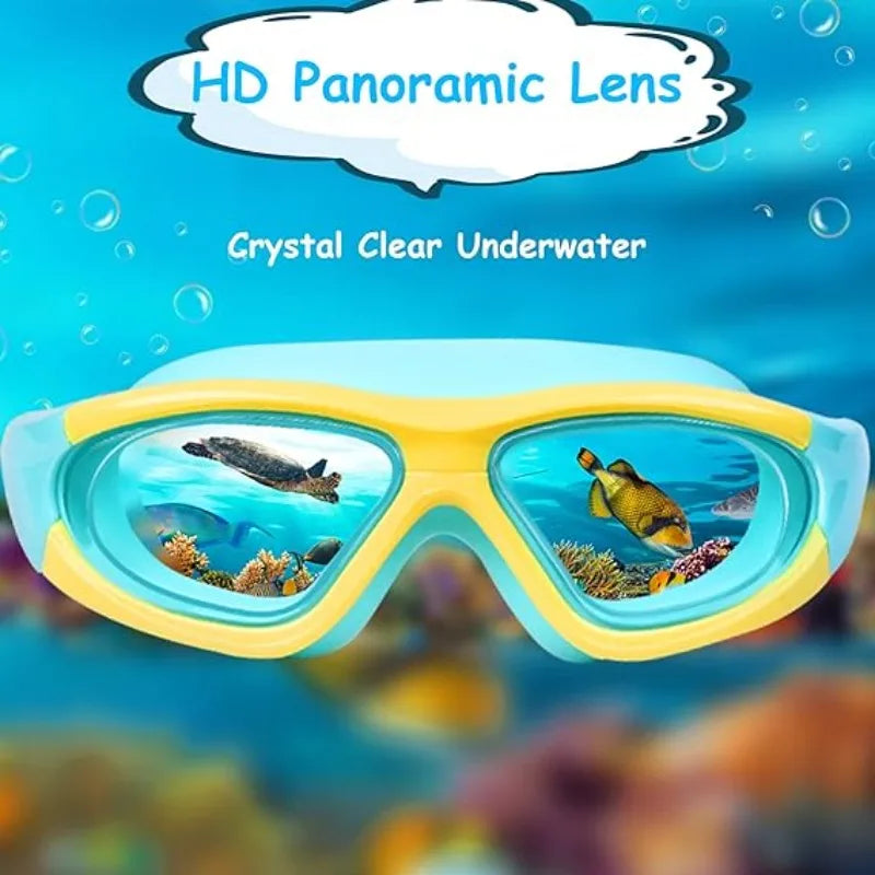 Anti-fog Kids Swim Goggles Large Frame UV Protection Silicone No Qme