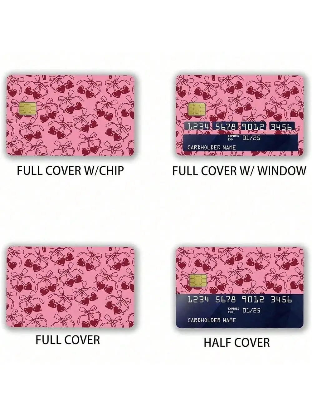Cherry Bow Small Chip Credit Card Stickers Slim Waterproof Qme