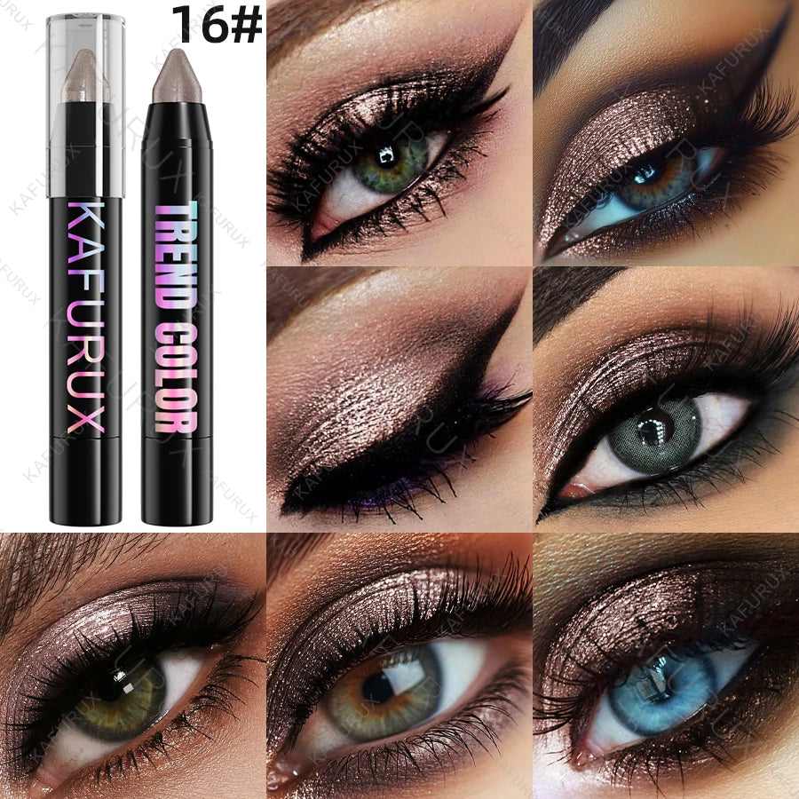 Metallic Glitter Eyeshadow Pencil Waterproof Pearlescent Nude Eye Qme 16