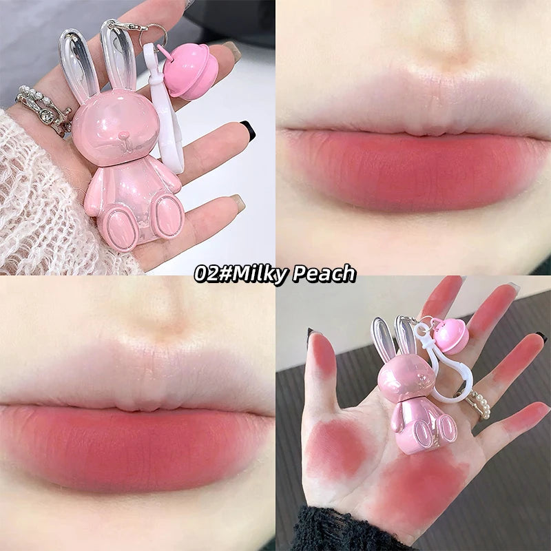 Gege Bear Pink Rabbit Velvet Matte Lip Cream Black Rabbit Water light lip glaze matte mirror pendant lipstick lip gloss Qme GX1229-2
