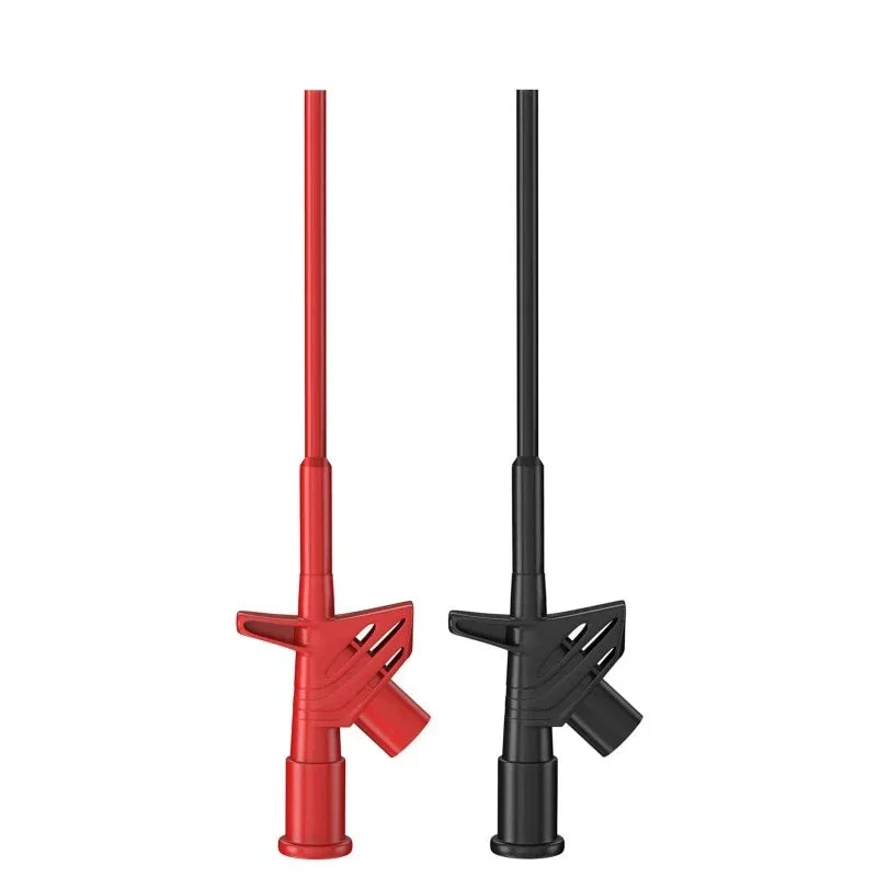 P5004 2pcs Quick Test Hook Clip 1000V High Voltage Flexible Professional Insulated Testing Probes with 4mm Socket Qme 1x Red 1x Black
