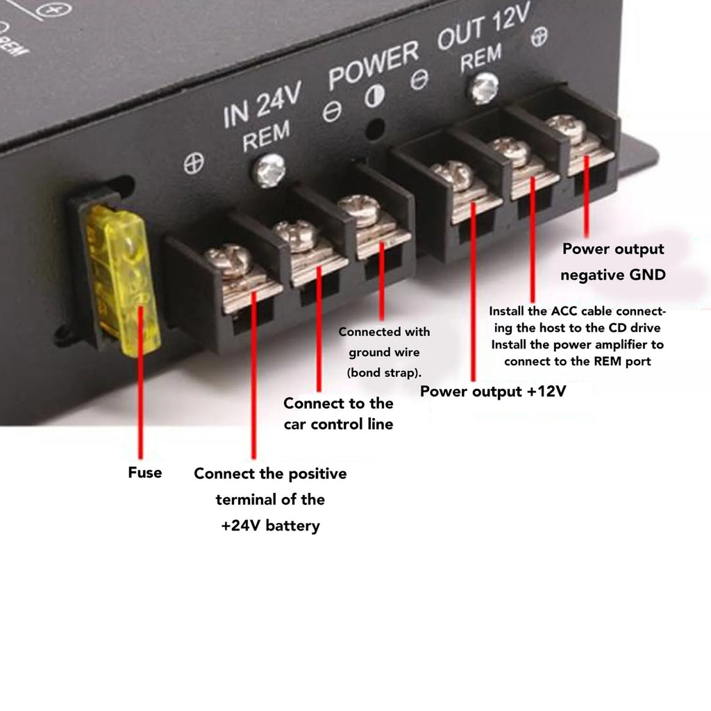 Voltage Reducer Regulator Fast Head Dissipation 24V To 12V Step Down Converter with Temperature Control for RVS SUVs Buses Qme