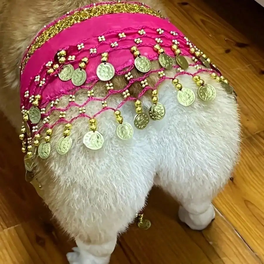 Fun Belly Dance Pet Shiny Bib Auspicious Luck Adjustable Holiday Qme