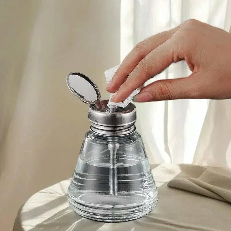 Refillable Glass Nail Storage Bottle Empty Pump Dispenser Polish Qme