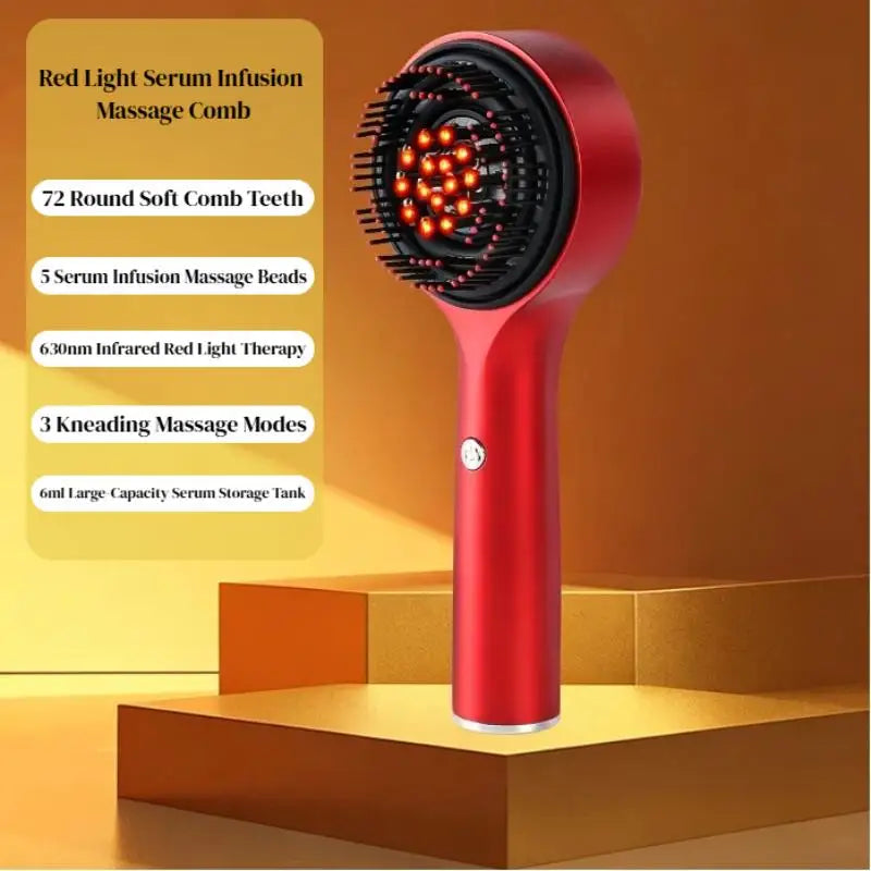 Electric Head Massage Comb Rechargeable 630nm Red Light Scalp Qme