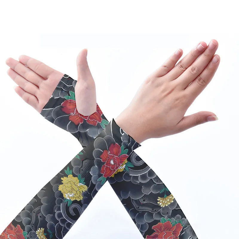 Fashionable Tattoo Manuscript Printed Ice Sleeves Summer Sun UV Qme