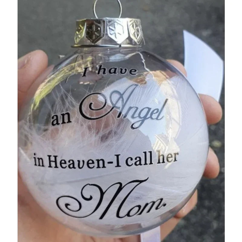 Christmas Tree Balls Commemorate Ornament Feather Ball Angel In Heaven Memorial Ornament Xtmas Tree Hanging In Memory of Mom Dad Qme
