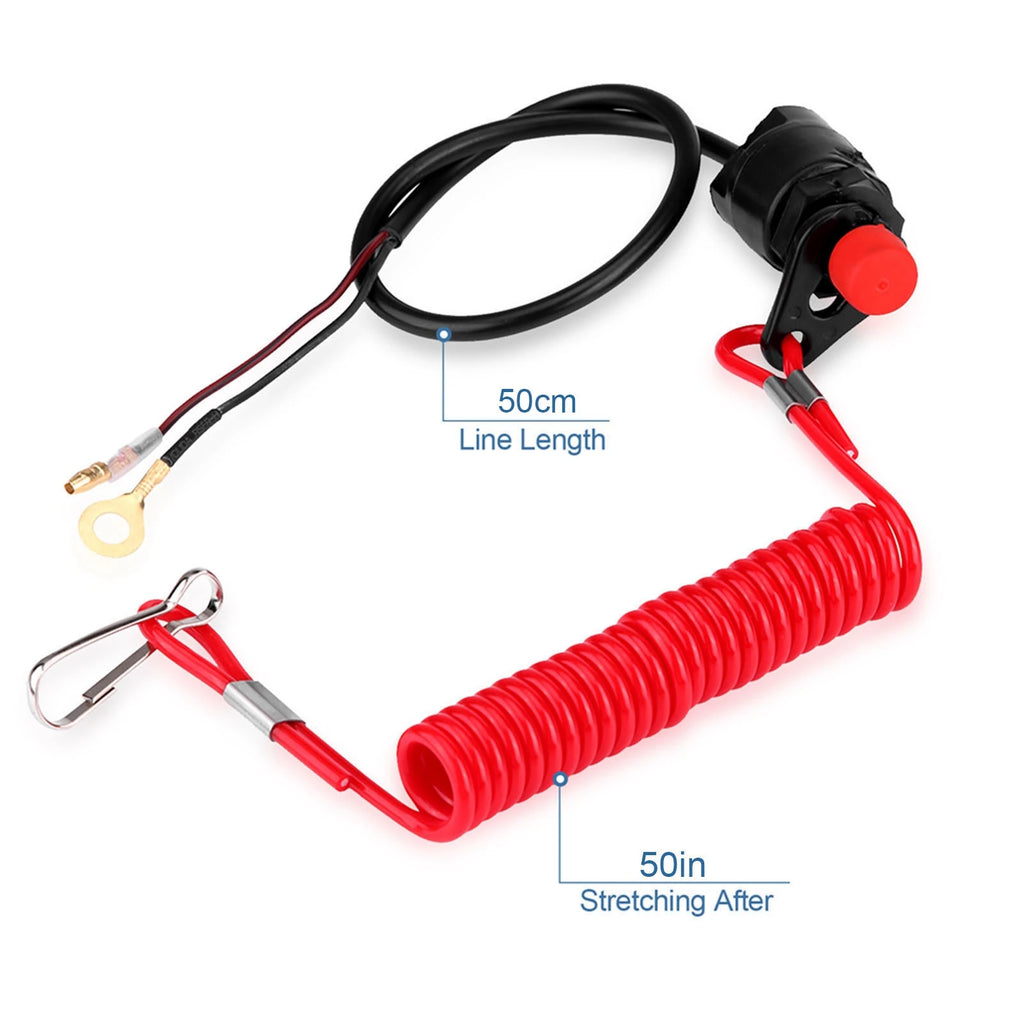Emergency Engine Kill Motorcycle Outboard Lawn Mowers Emergency Engine Kill Stop W/ Tether Lanyard Cord Qme