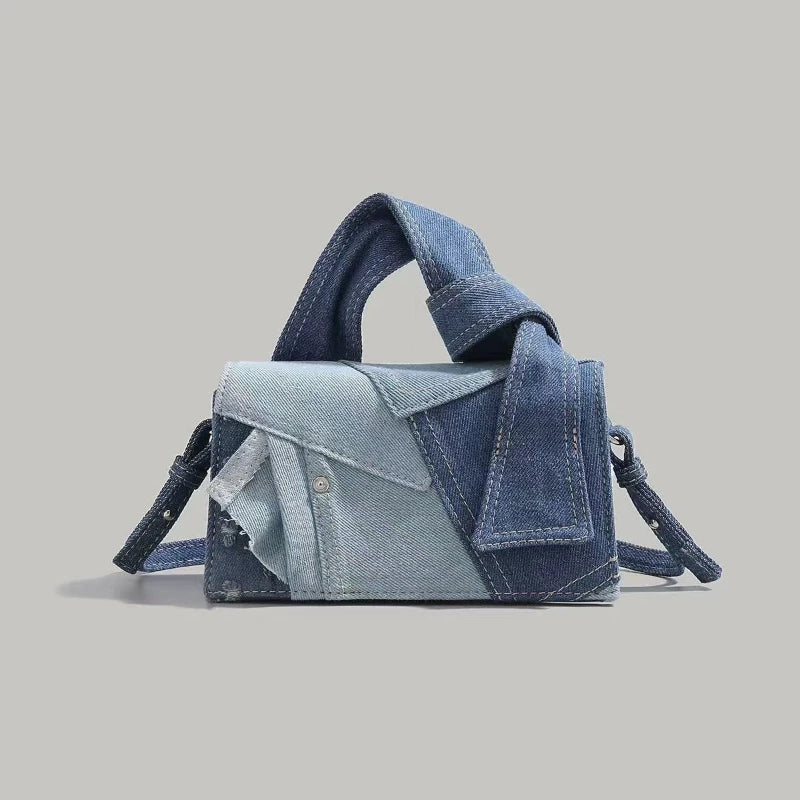 Boho Chic Denim Mini Square Bag Women Minimalist Everyday Carry Qme