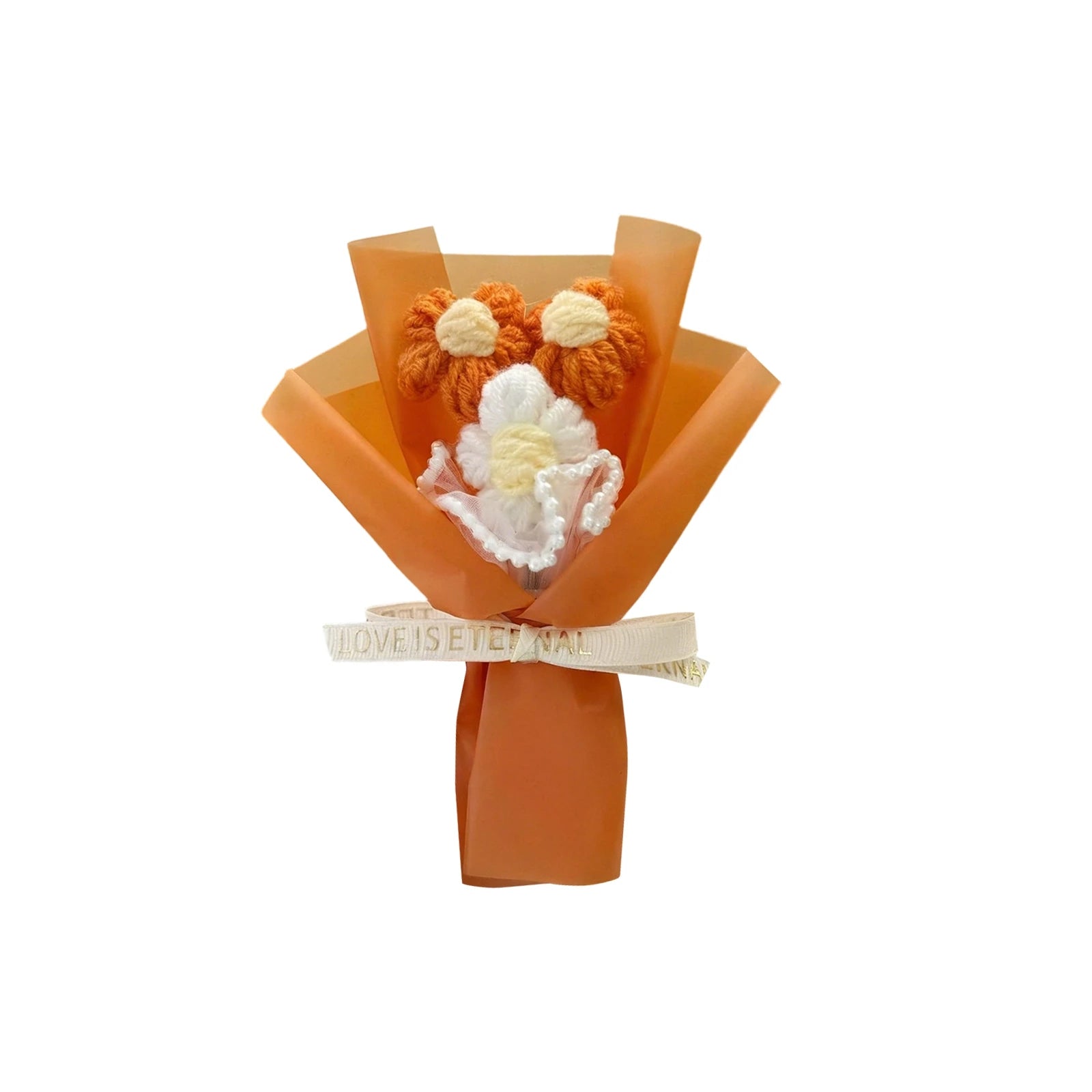 Handmade Knitted Flower Bouquet Finished Crochet Rose Bouquet Valentine's Day Wedding Decor Artificia Flower Gift for Mother Qme D One Size