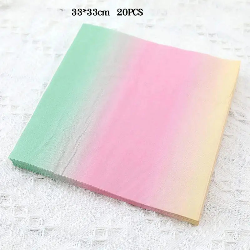 Rainbow Tableware Set for Birthday Party Decorations Rainbow Tableware Paper Plates Cups Napkins Tablecloth Dinner Disposable Qme 20PCS Napkin