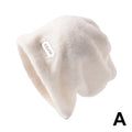 NEW Women Plush Beanies Hats Winter Warm Solid Baggy Fleece Wool Skullies Hat Outdoor Coldproof Thicken Caps Female Gorros Qme White One size
