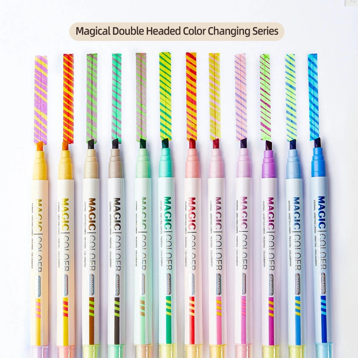 Double Tips Magic Highlighter Pen Markers Pastel Drawing Pen for Student School Office Supplies Cute Stationery Qme