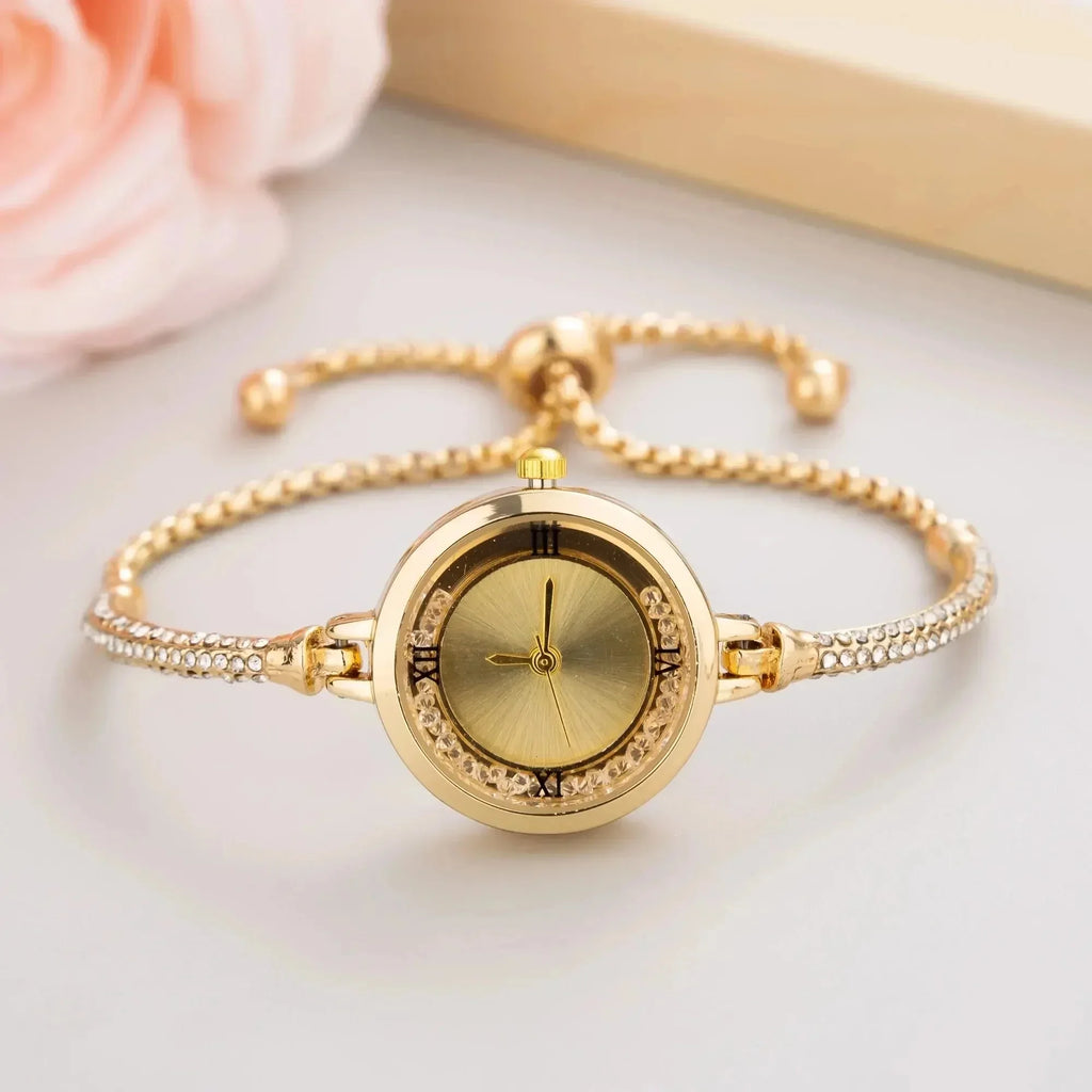 Fashion Female Wrist Watch Gold Bracelet Small Dial Elegant New Watch Beautiful Female Steel Bracelet Quartz Wrist Watch Qme