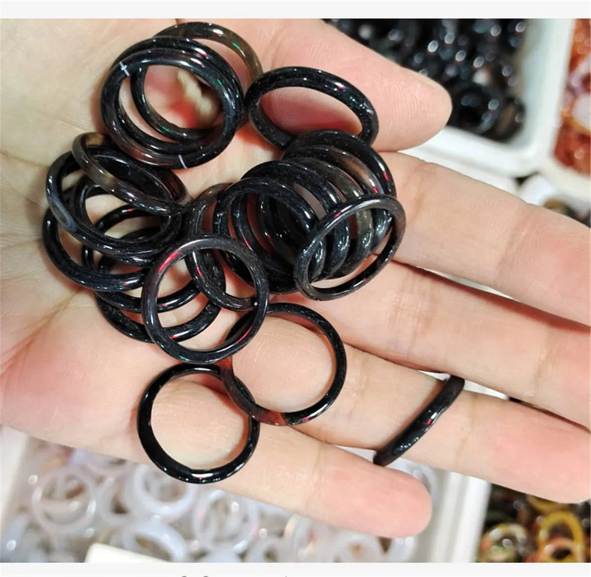 Chinese Style Imitation Natural Glass Ring Ancient Court Fashion Minimalist Couple Ring Glass Jewelry Charming Gift Wholesale Qme